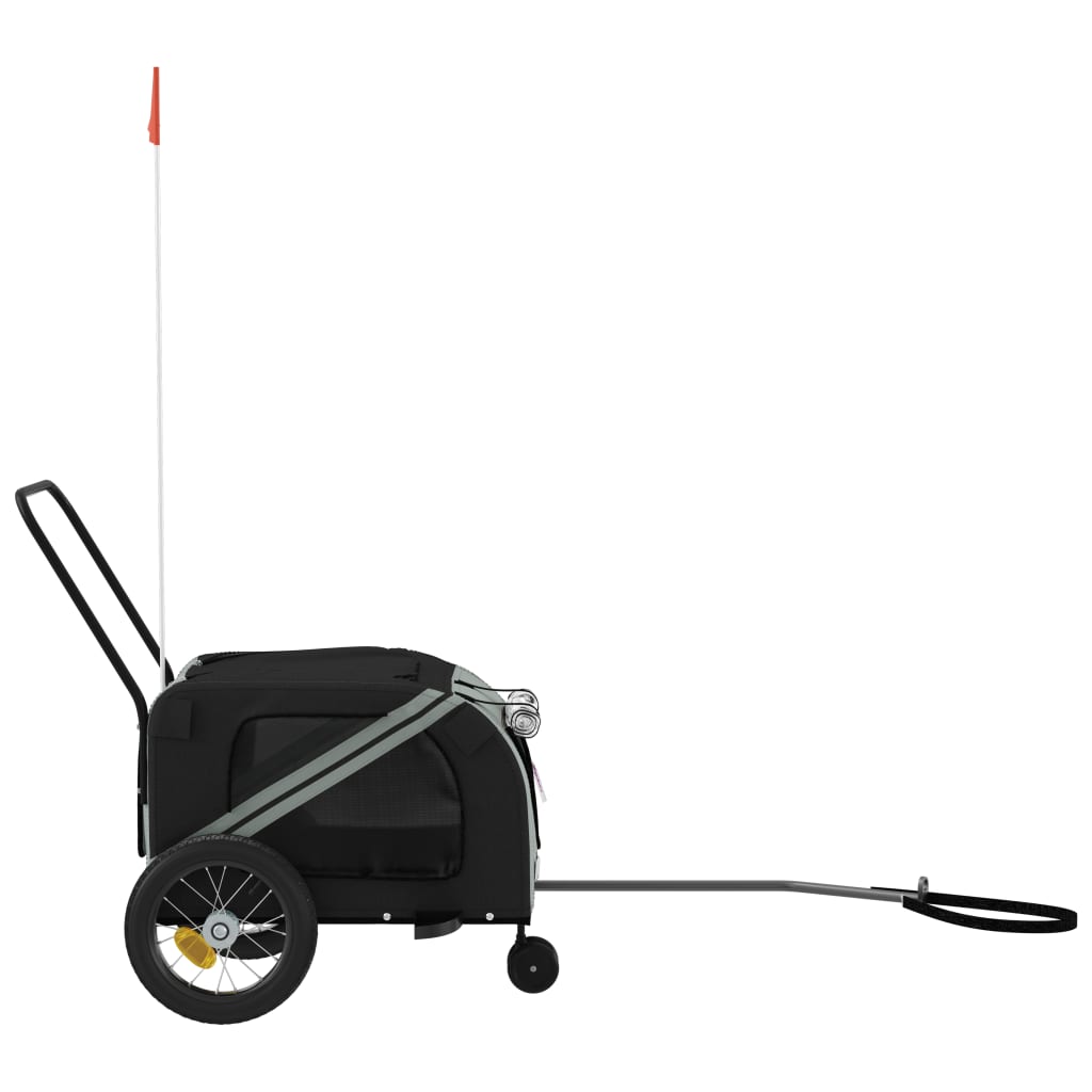 vidaXL Pet Bike Trailer Grey and Black Oxford Fabric and Iron 6