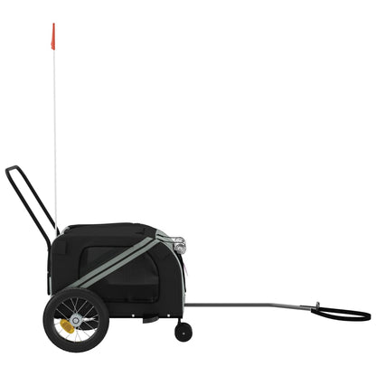 vidaXL Pet Bike Trailer Grey and Black Oxford Fabric and Iron 6