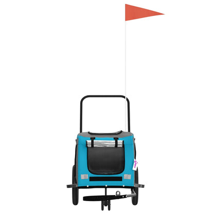 vidaXL Pet Bike Trailer Blue and Black Oxford Fabric and Iron 4