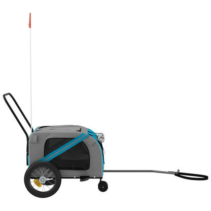 vidaXL Pet Bike Trailer Blue and Black Oxford Fabric and Iron 6