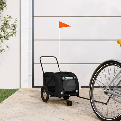 vidaXL Pet Bike Trailer and Black Oxford Fabric and Iron Depth 52 cm