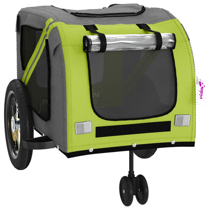 vidaXL Pet Bike Trailer Green and Black Oxford Fabric and Iron 5