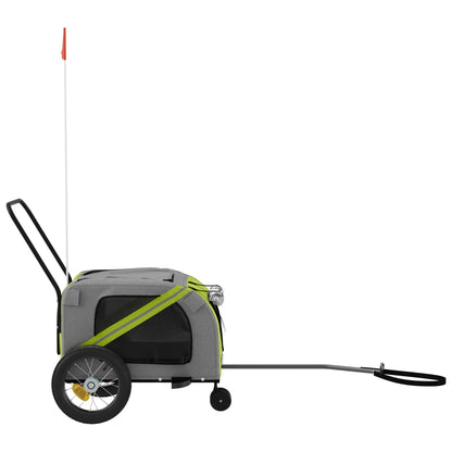 vidaXL Pet Bike Trailer Green and Black Oxford Fabric and Iron 6