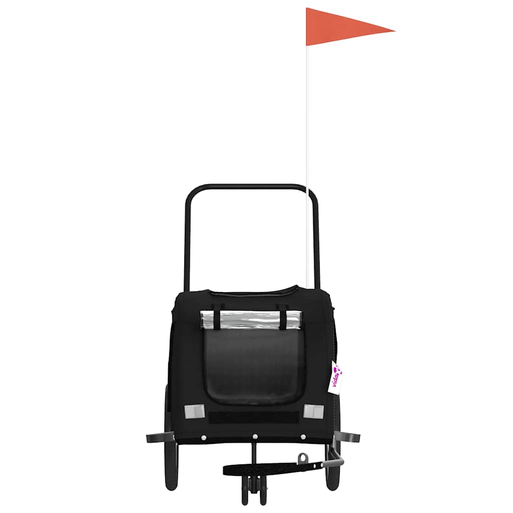 Pet Bike Trailer and Grey Oxford Fabric and Iron Depth 63 cm Black 121 cm 65 cm