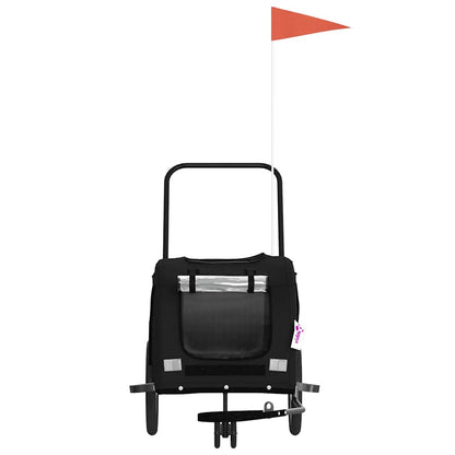 Pet Bike Trailer and Grey Oxford Fabric and Iron Depth 63 cm Black 121 cm 65 cm
