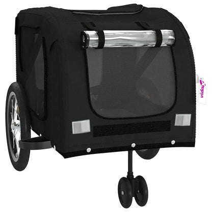 Pet Bike Trailer and Grey Oxford Fabric and Iron Depth 63 cm Black 121 cm 65 cm