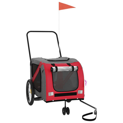 vidaXL Pet Bike Trailer Red and Grey Oxford Fabric and Iron 2