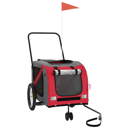 vidaXL Pet Bike Trailer Red and Grey Oxford Fabric and Iron 3