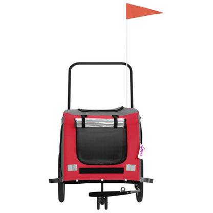 vidaXL Pet Bike Trailer Red and Grey Oxford Fabric and Iron 4