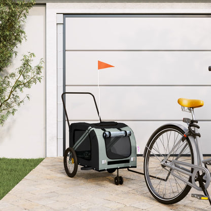 vidaXL Pet Bike Trailer and Grey Oxford Fabric and Iron Depth 68 cm