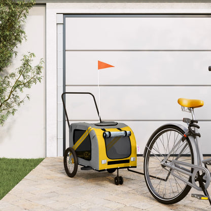 Pet Bike Trailer and Grey Oxford Fabric and Iron Depth 68 cm Yellow