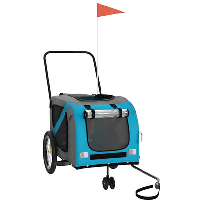 Pet Bike Trailer and Grey Oxford Fabric and Iron Depth 68 cm Blue