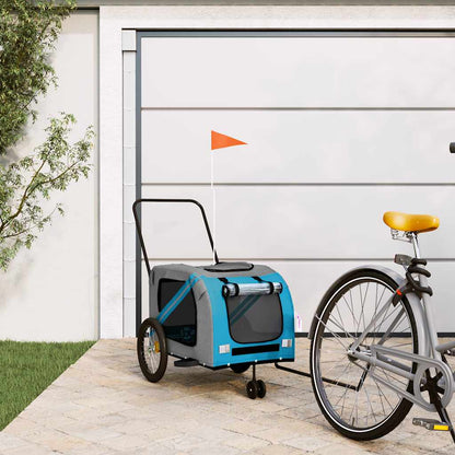 Pet Bike Trailer and Grey Oxford Fabric and Iron Depth 68 cm Blue