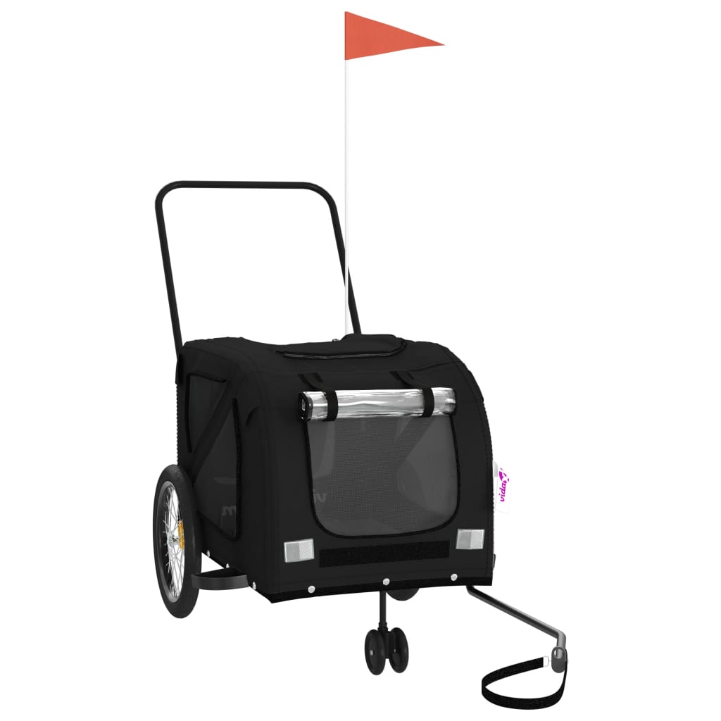 vidaXL Pet Bike Trailer Black Oxford Fabric and Iron 2