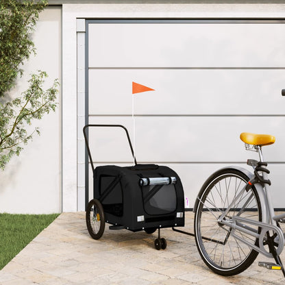 vidaXL Pet Bike Trailer Black Oxford Fabric and Iron 1