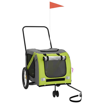 vidaXL Pet Bike Trailer Green and Grey Oxford Fabric and Iron 2