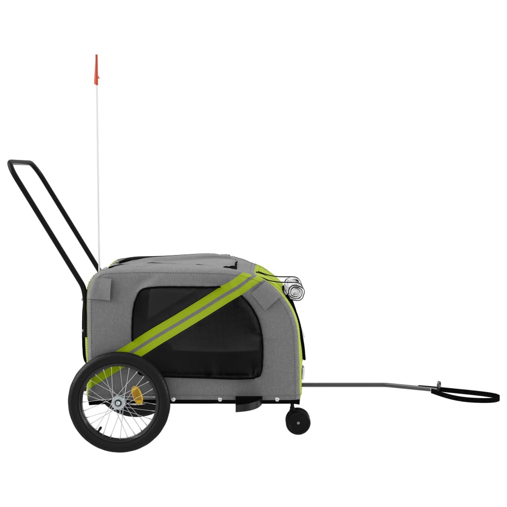 vidaXL Pet Bike Trailer Green and Grey Oxford Fabric and Iron 6