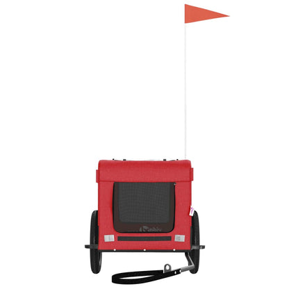 vidaXL Pet Bike Trailer Red and Black Oxford Fabric&Iron 5
