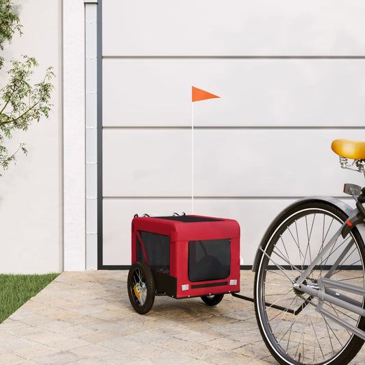 vidaXL Pet Bike Trailer Red and Black Oxford Fabric&Iron 1