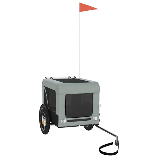vidaXL Pet Bike Trailer Grey and Black Oxford Fabric&Iron 2