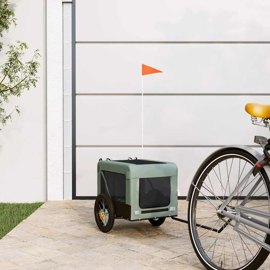vidaXL Pet Bike Trailer Grey and Black Oxford Fabric&Iron 1