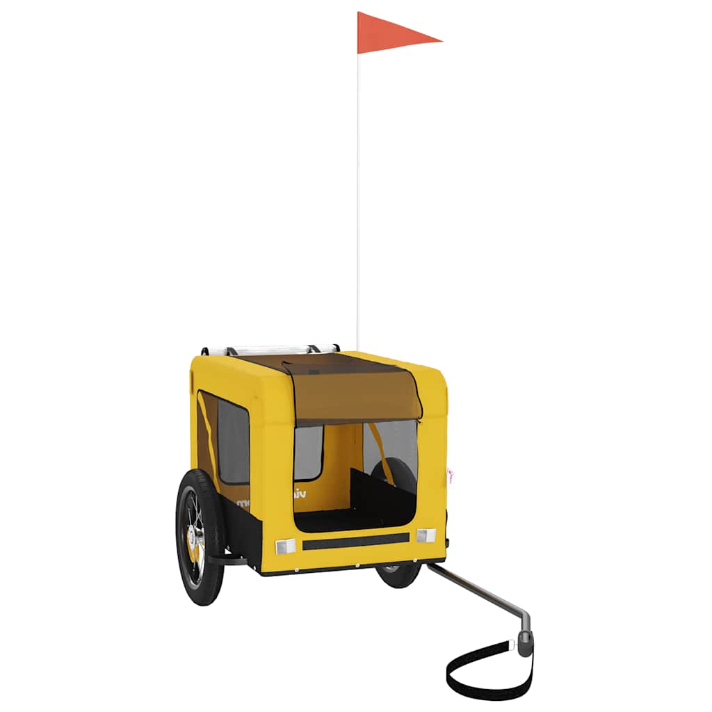 vidaXL Pet Bike Trailer | Yellow and Black | Oxford Fabric, Iron, PVC 3