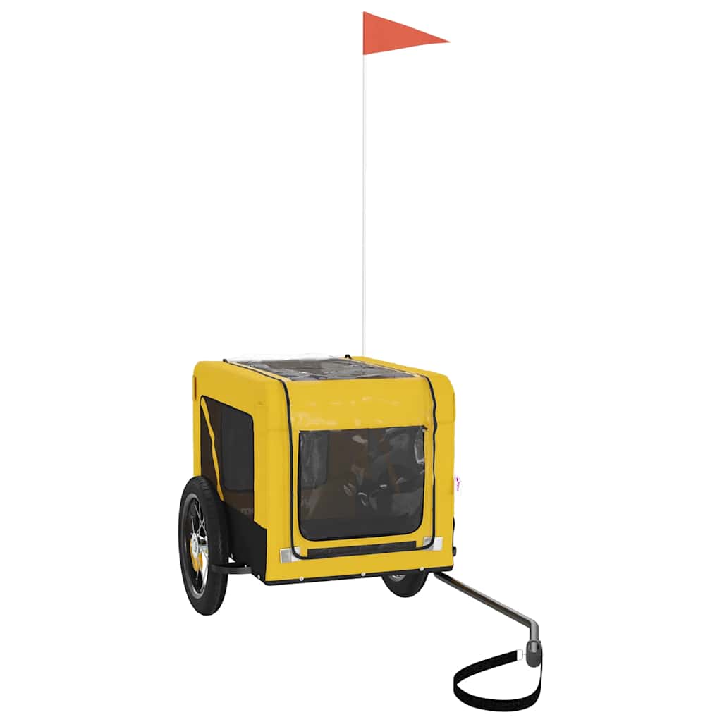 vidaXL Pet Bike Trailer | Yellow and Black | Oxford Fabric, Iron, PVC 4