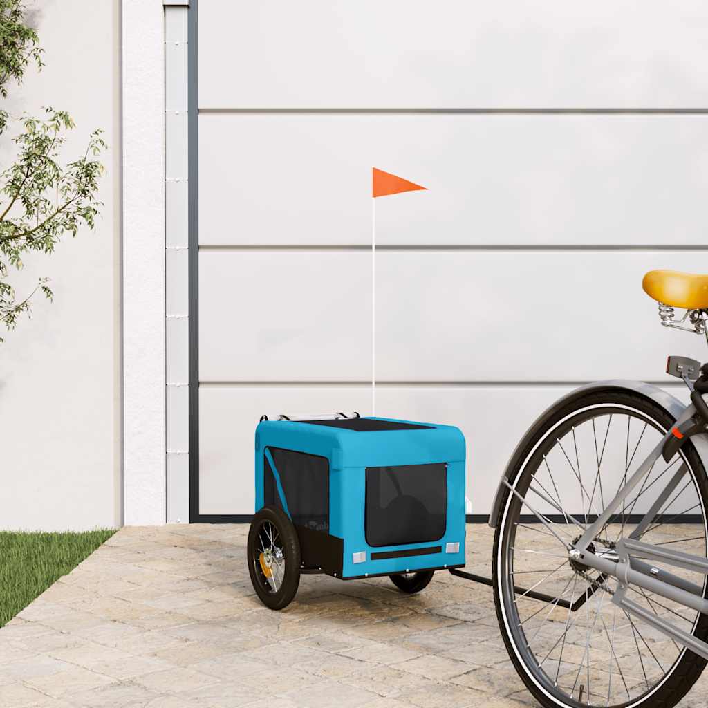 vidaXL Pet Bike Trailer | Blue and black | Oxford fabric, PVC, Iron 1