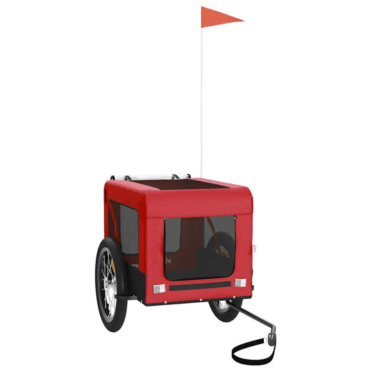 vidaXL Pet Bike Trailer Red and Black Oxford Fabric&Iron 2