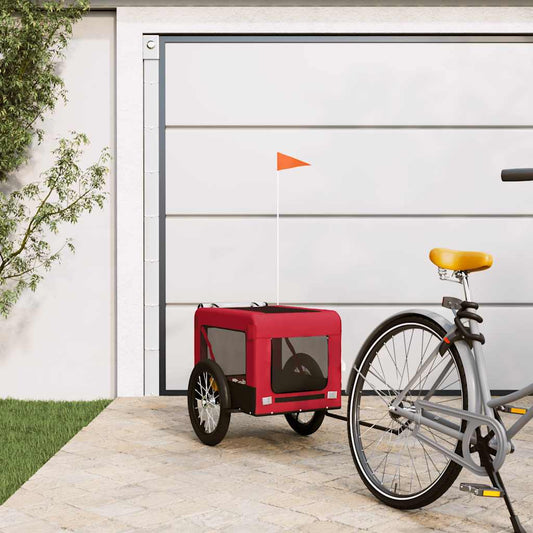 vidaXL Pet Bike Trailer Red and Black Oxford Fabric&Iron 1