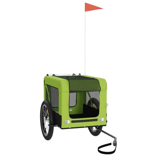 vidaXL Pet Bike Trailer Green and Black Oxford Fabric and Iron 2