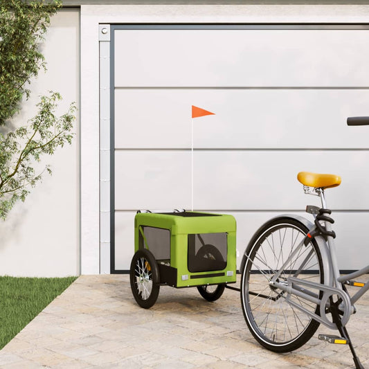 vidaXL Pet Bike Trailer Green and Black Oxford Fabric and Iron 1