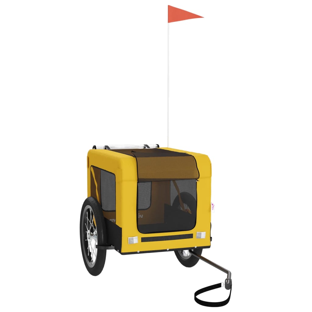 vidaXL Pet Bike Trailer Yellow and Black Oxford Fabric&Iron 3