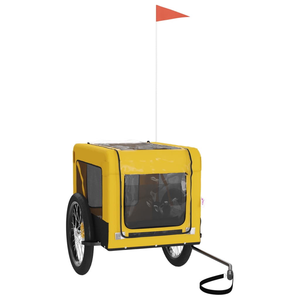 vidaXL Pet Bike Trailer Yellow and Black Oxford Fabric&Iron 4