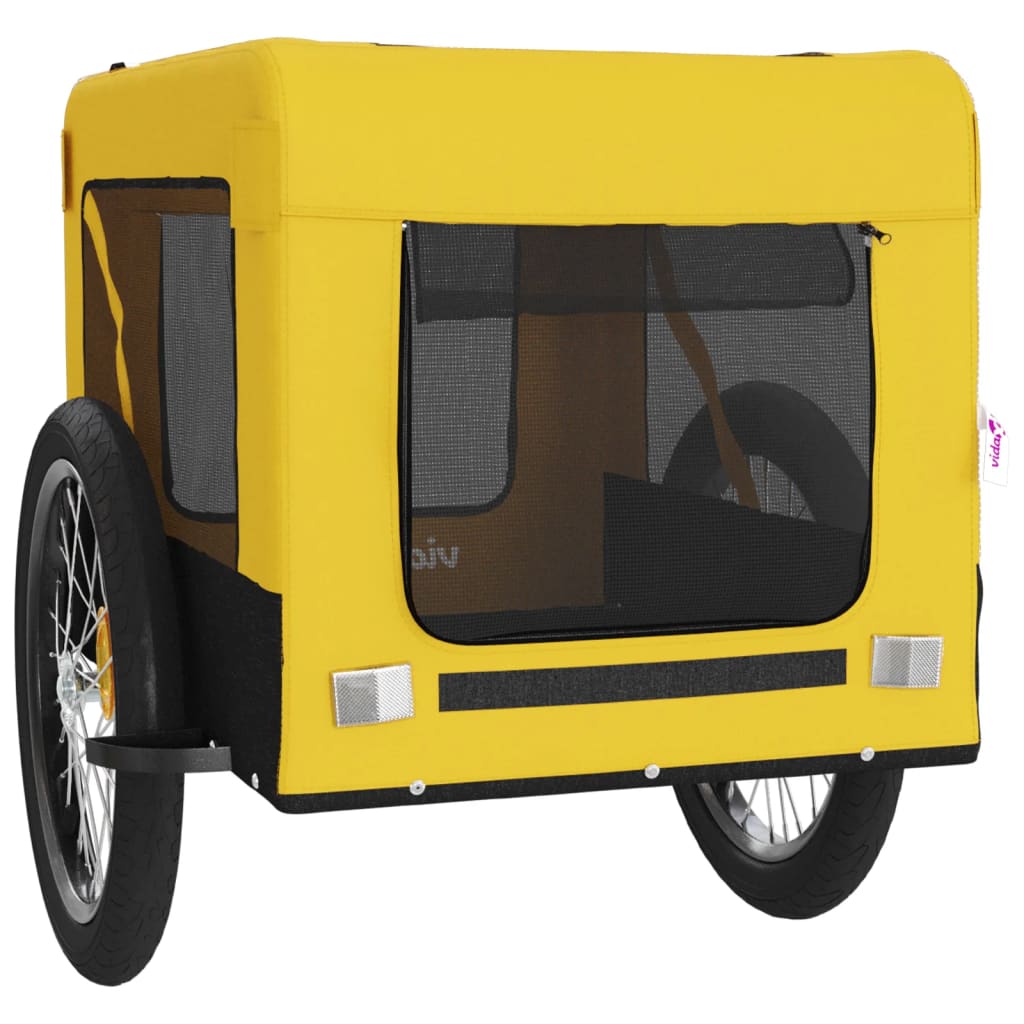 vidaXL Pet Bike Trailer Yellow and Black Oxford Fabric&Iron 6