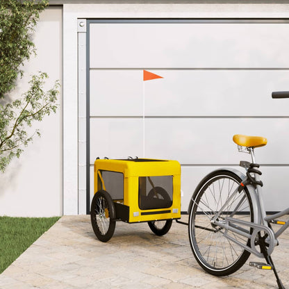 vidaXL Pet Bike Trailer Yellow and Black Oxford Fabric&Iron 1