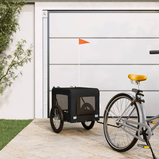 Pet Bike Trailer and Black Oxford Fabric and Iron Height 73.5 cm Black 68.5 cm 135 cm