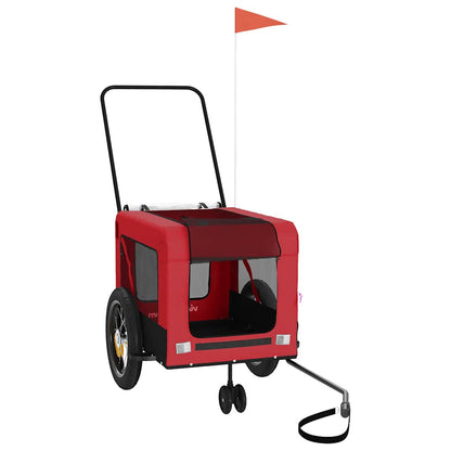 vidaXL Pet Bike Trailer Red and Black Oxford Fabric and Iron 2