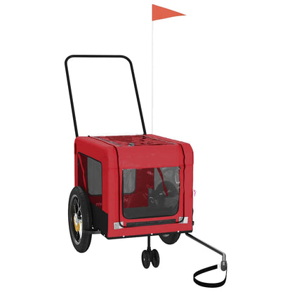 vidaXL Pet Bike Trailer Red and Black Oxford Fabric and Iron 3