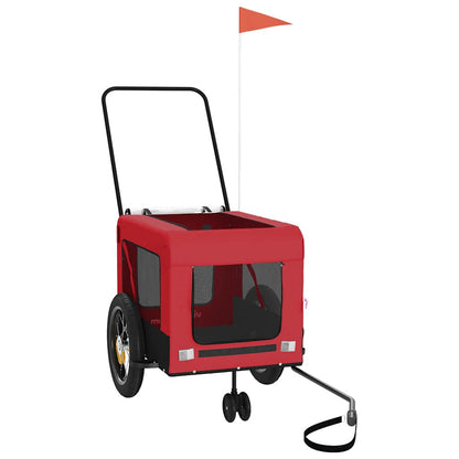 vidaXL Pet Bike Trailer Red and Black Oxford Fabric and Iron 4
