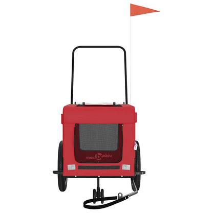 vidaXL Pet Bike Trailer Red and Black Oxford Fabric and Iron 5