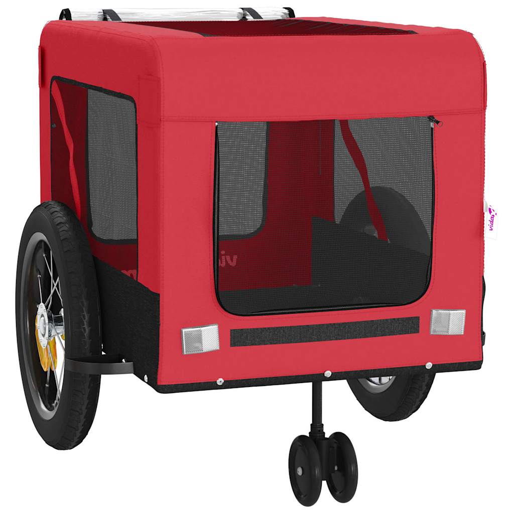 vidaXL Pet Bike Trailer Red and Black Oxford Fabric and Iron 6