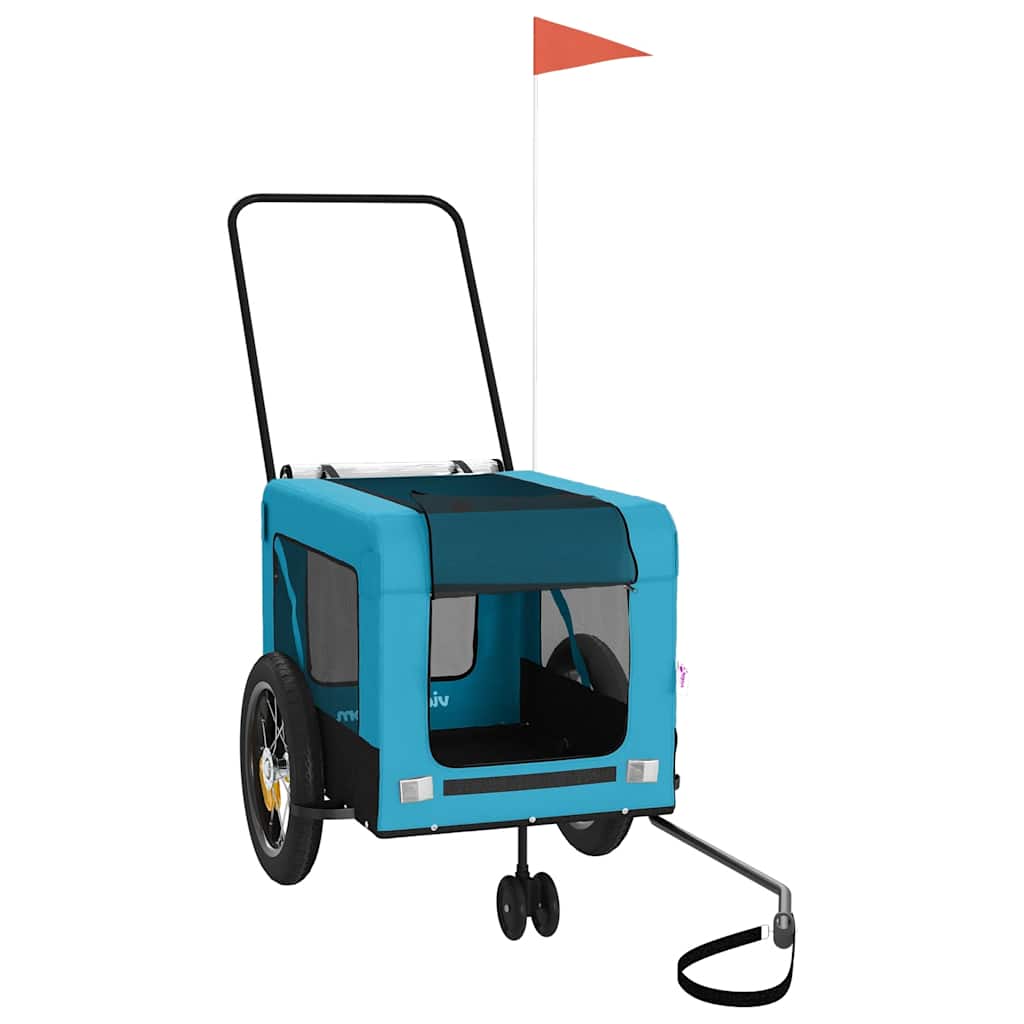 vidaXL Pet Bike Trailer Blue and Black Oxford Fabric and Iron 2