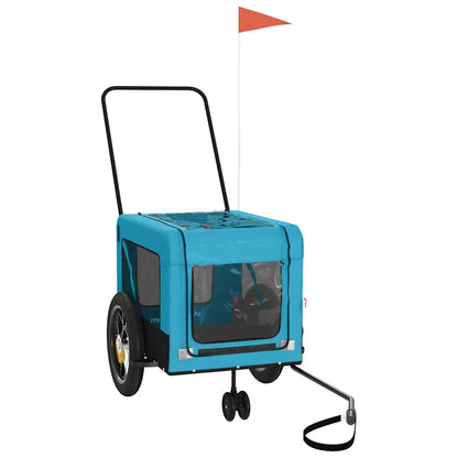 vidaXL Pet Bike Trailer Blue and Black Oxford Fabric and Iron 3