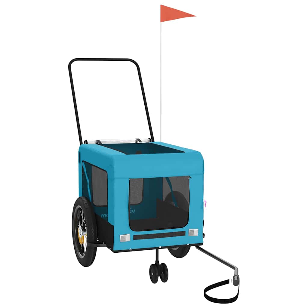 vidaXL Pet Bike Trailer Blue and Black Oxford Fabric and Iron 4
