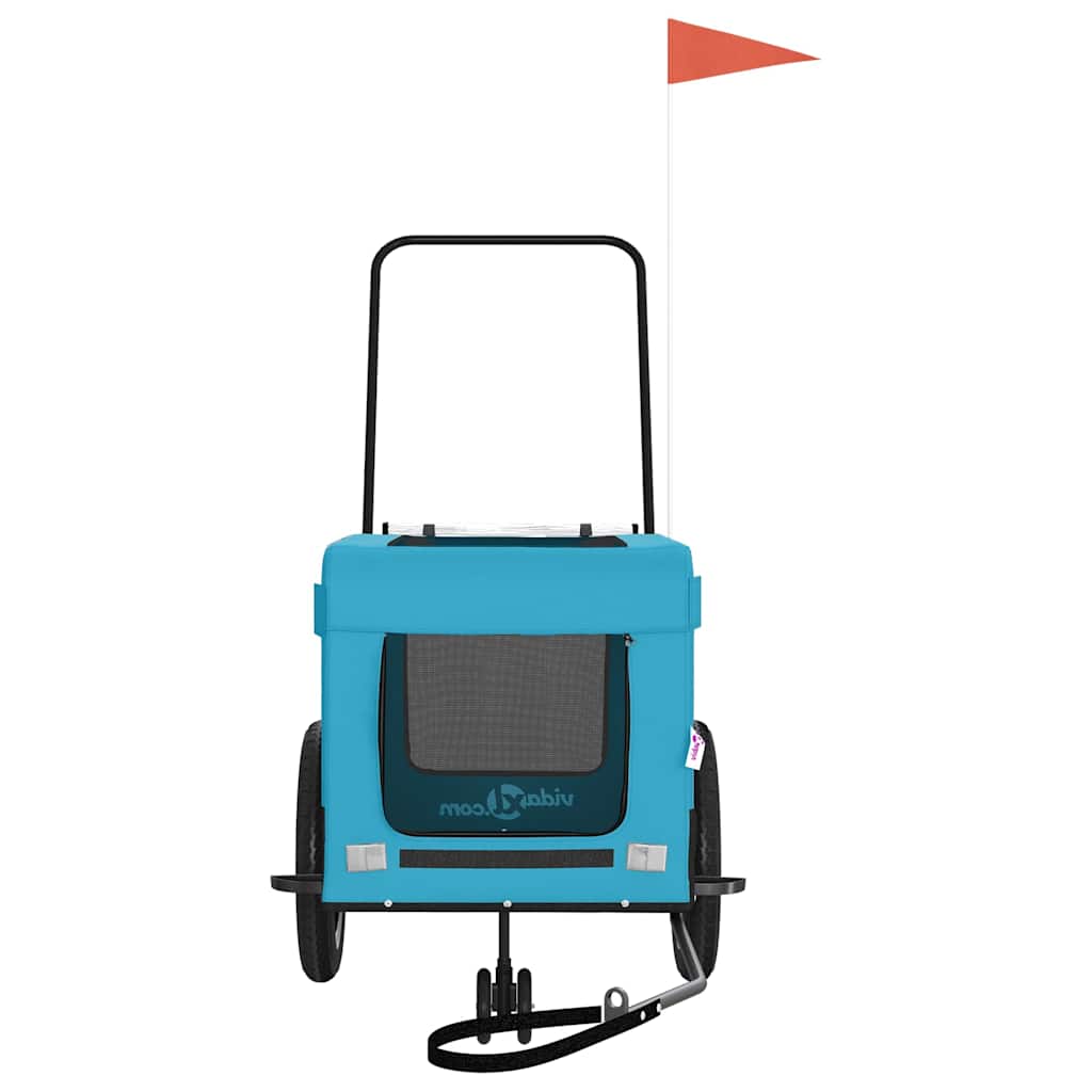 vidaXL Pet Bike Trailer Blue and Black Oxford Fabric and Iron 5