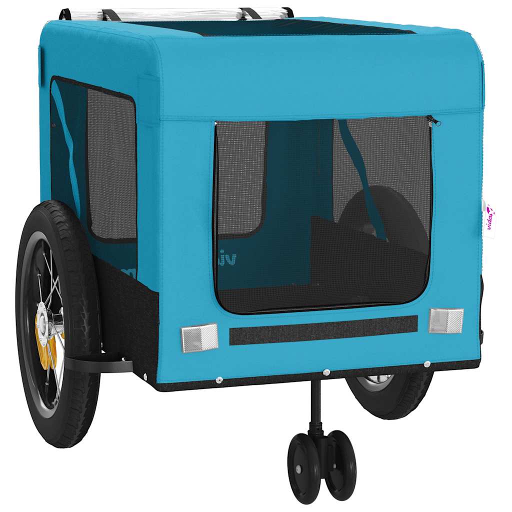 vidaXL Pet Bike Trailer Blue and Black Oxford Fabric and Iron 6