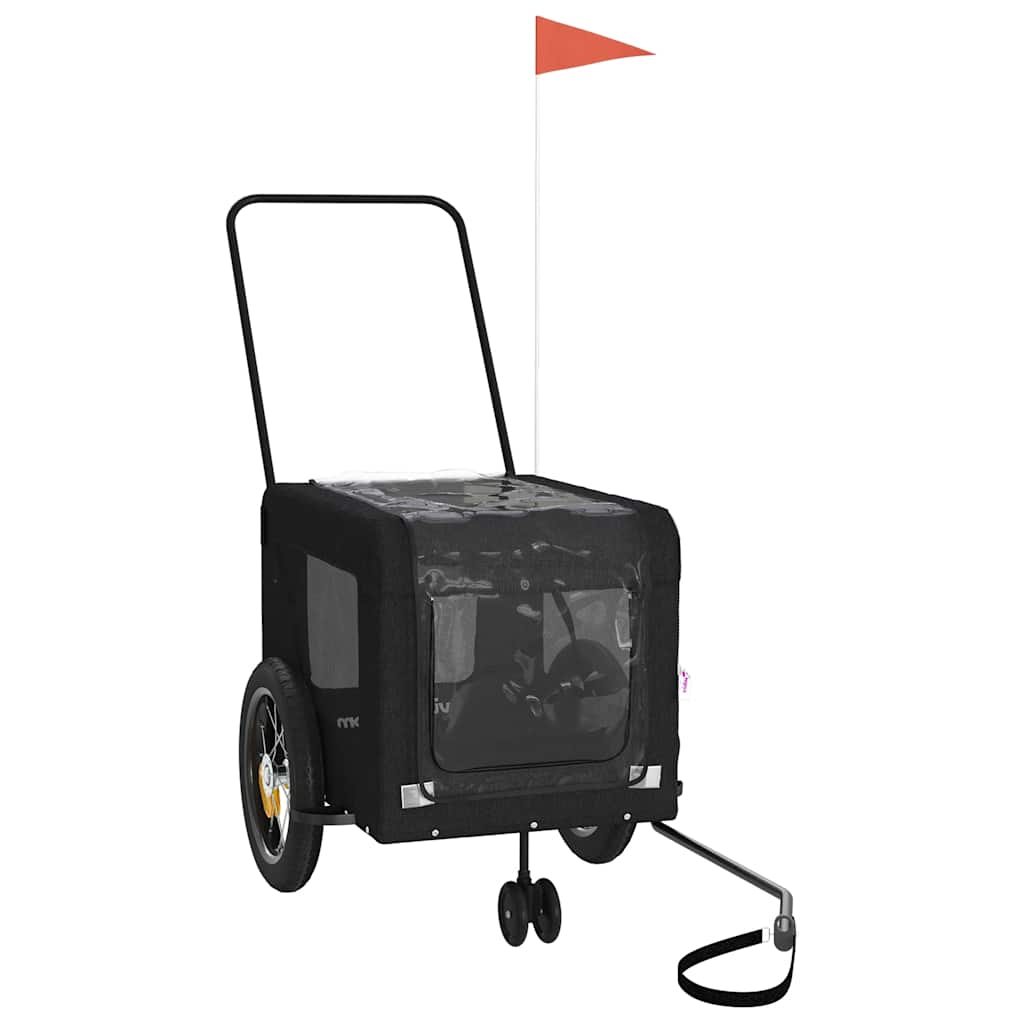 vidaXL Pet Bike Trailer Black Oxford Fabric and Iron 3