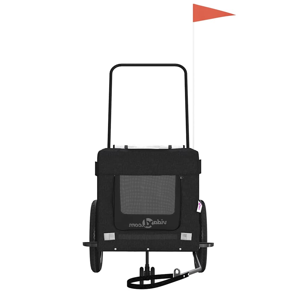 vidaXL Pet Bike Trailer Black Oxford Fabric and Iron 5