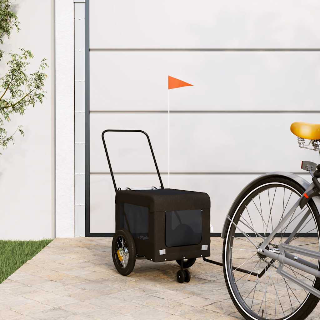 vidaXL Pet Bike Trailer Black Oxford Fabric and Iron 1